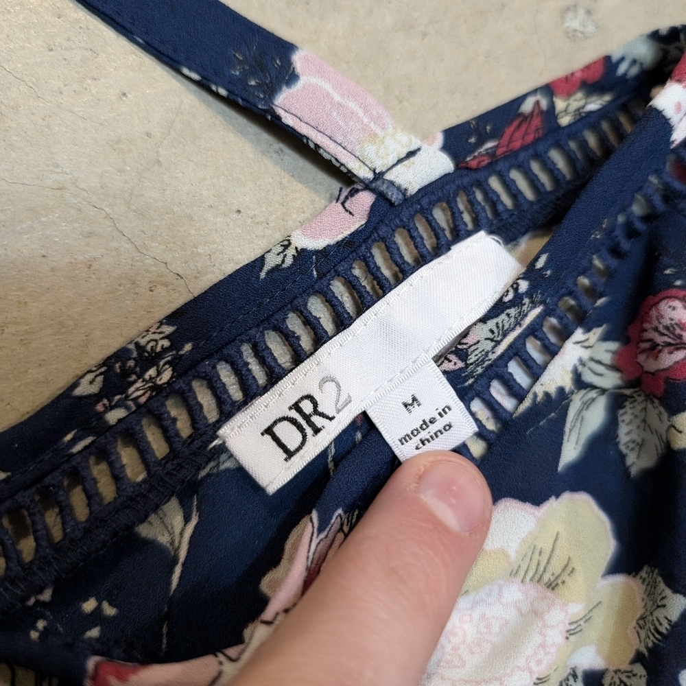 NWT Daniel Rainn Navy Floral Sleeveless Blouse Women's M Tank Top - Picture 5 of 7
